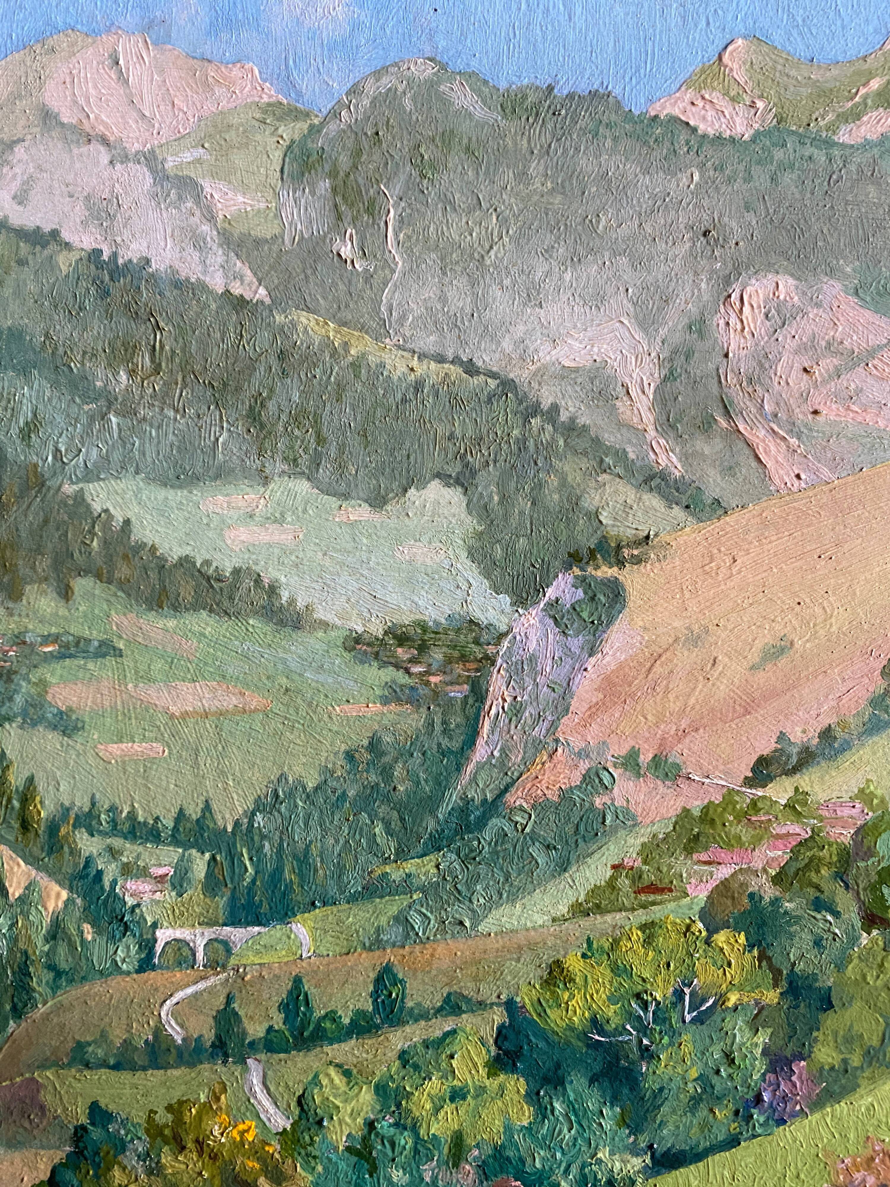 HSP painting "Drance Valley Haute Savoie Saint Jean D'Aleph" signed Molière