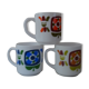 3 mugs mobil grosses fleurs Arcopal pub bleu  orange  ocre collection vintage