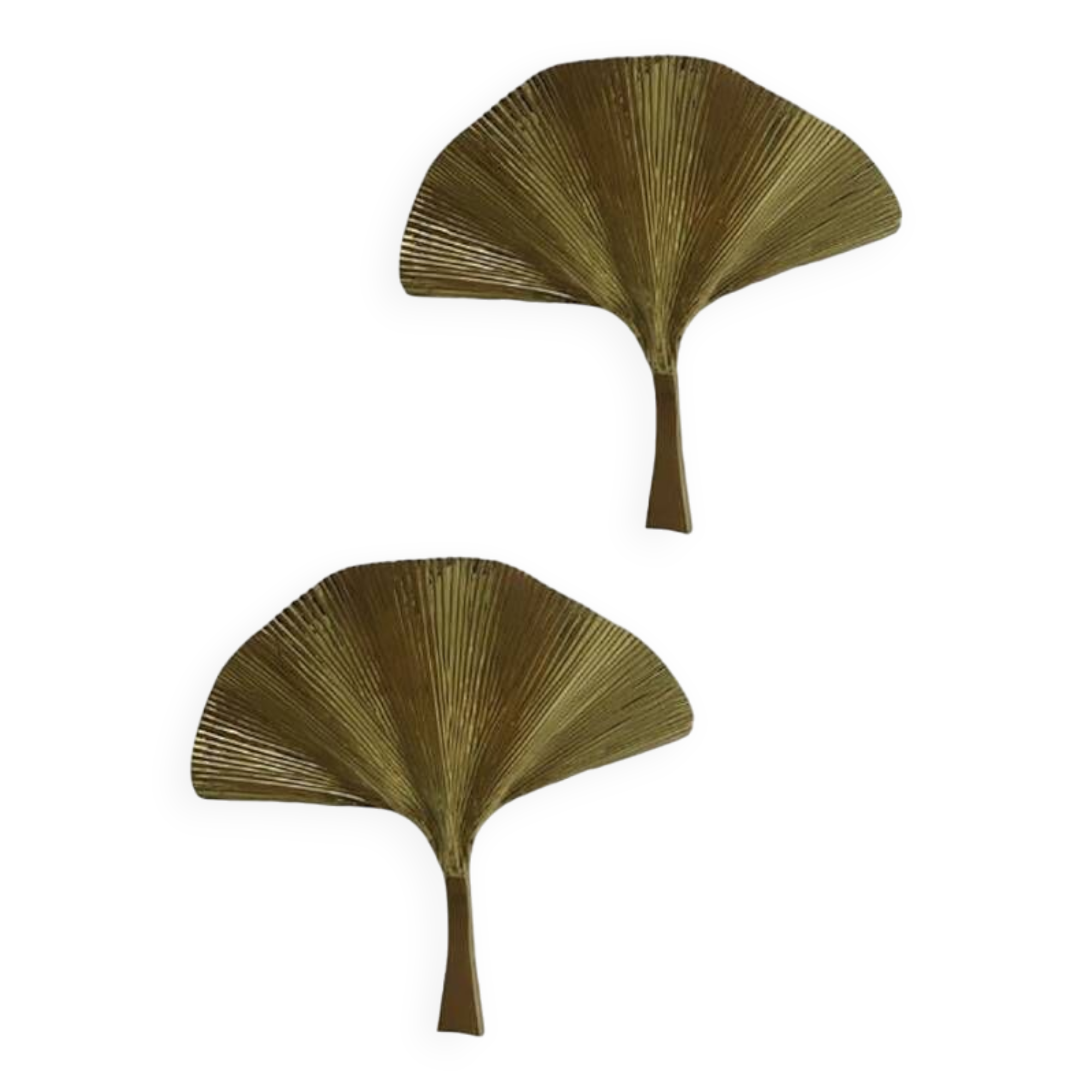 Paire d'appliques feuille en métal doré