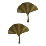 Paire d'appliques feuille en métal doré