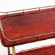 Superbe grand chariot de service en peau de chèvre rouge Aldo Tura des années 1960 | Fabriqué en Italie