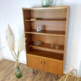 Scandinavian teak and metal bookcase