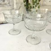Coupe Glasses – French Set of 6 Pressed Glass Sunburst Cocktail Desser