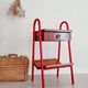 Small piece of furniture - boarding school type bedside table wood red metal