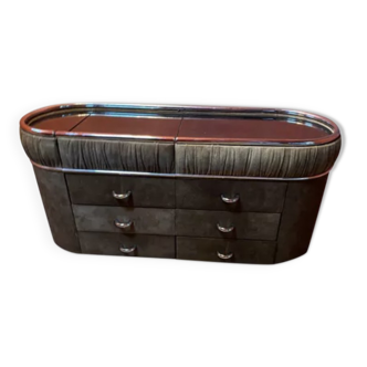 Vintage 70s brown velvet dressing table