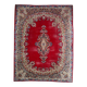 Antique 1920s Persian Kerman rug, floral medallion, red field, 267cm x 364cm