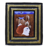 Sami Briss, Le poisson sur les toits, oil on panel, signed