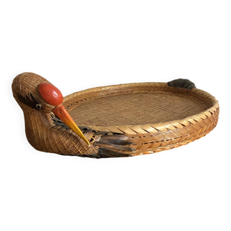 Bird woven bamboo tray