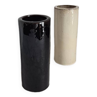 Pair of ceramic roller vases / 50s / 1950s / vintage / modernist / Mid-Century / France / French Riviera / 20th century
