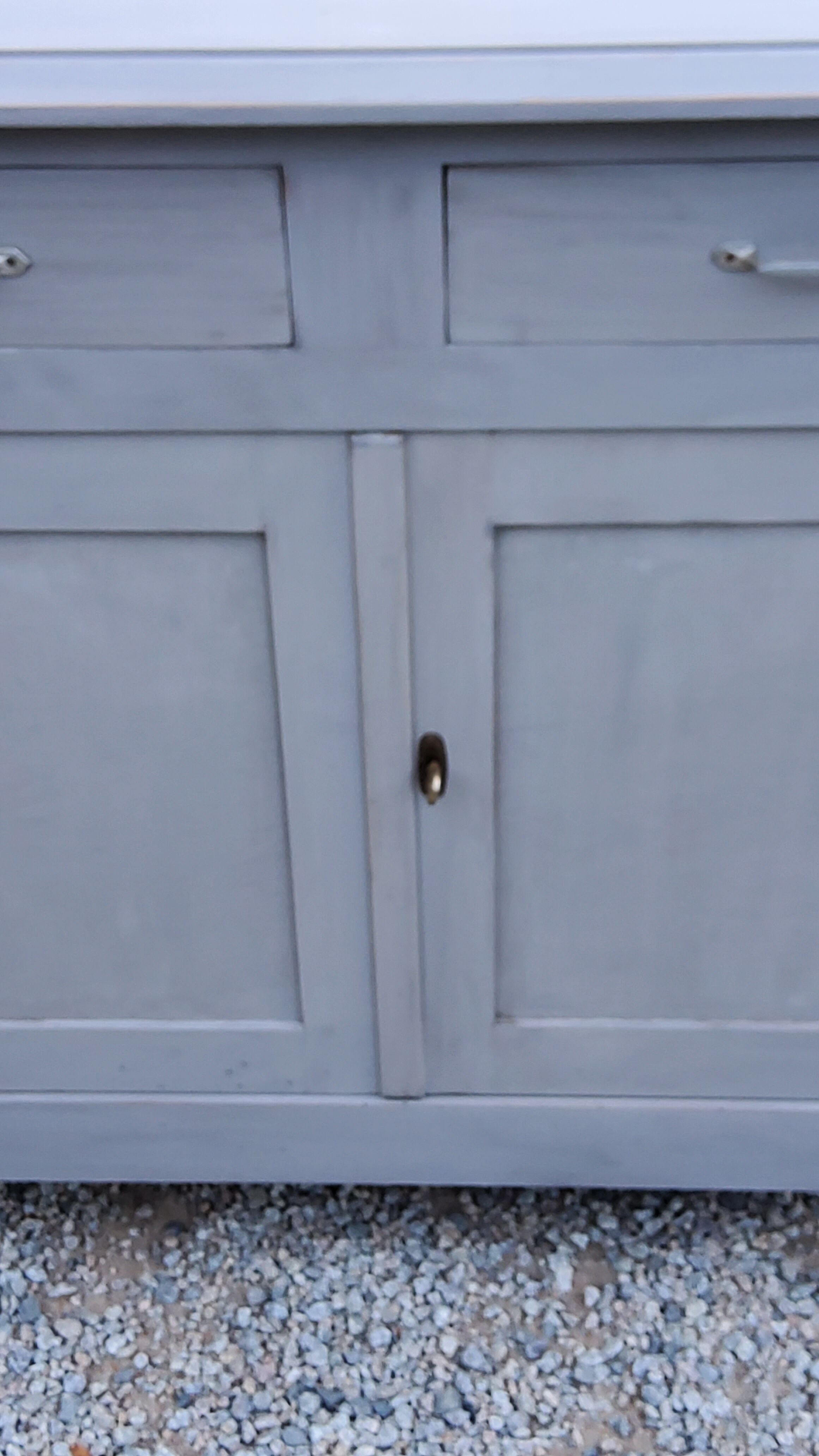 Old Parisian buffet 2 doors 2 drawers patina gray