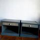 Pair of vintage Maugrion style rattan bedside tables.