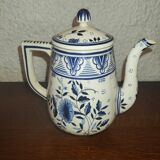 Ancien service à café en Faïence Henriot Quimper à décor floral et élégant bleu