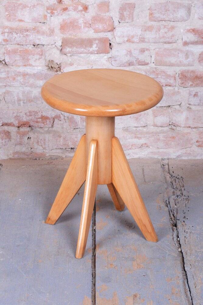 Mid-Century Beech Piano Stool, Czech, 1940s