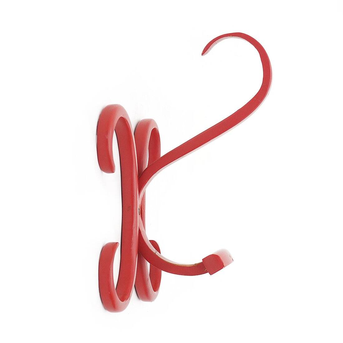 Curved red wooden coat hooks, 1960s, set of 3