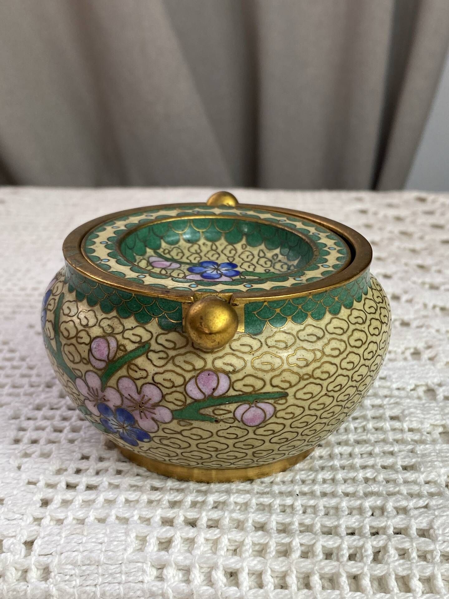 Enamelled brass ashtray