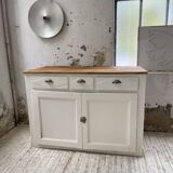 Meuble de métier enfilade patine blanche