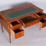 Restored biedermeier walnut writing desk, revived polish, czechia, 1830s