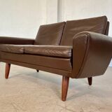 Canapé 2 places g. thams vintage rétro danois du milieu du siècle en cuir de coco des années 60