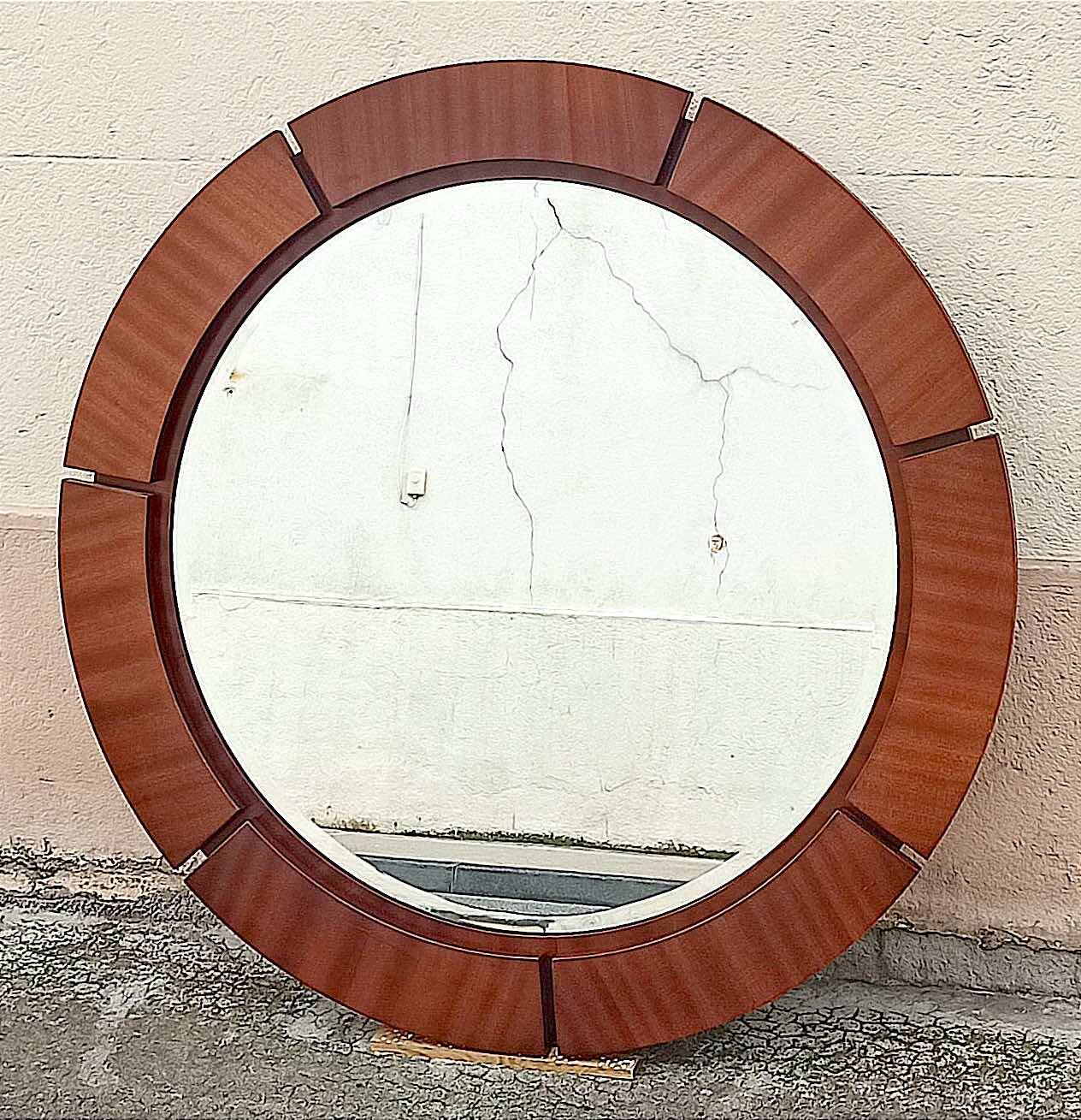 Large round mirror mahogany end 60 diameter 106.7 cm