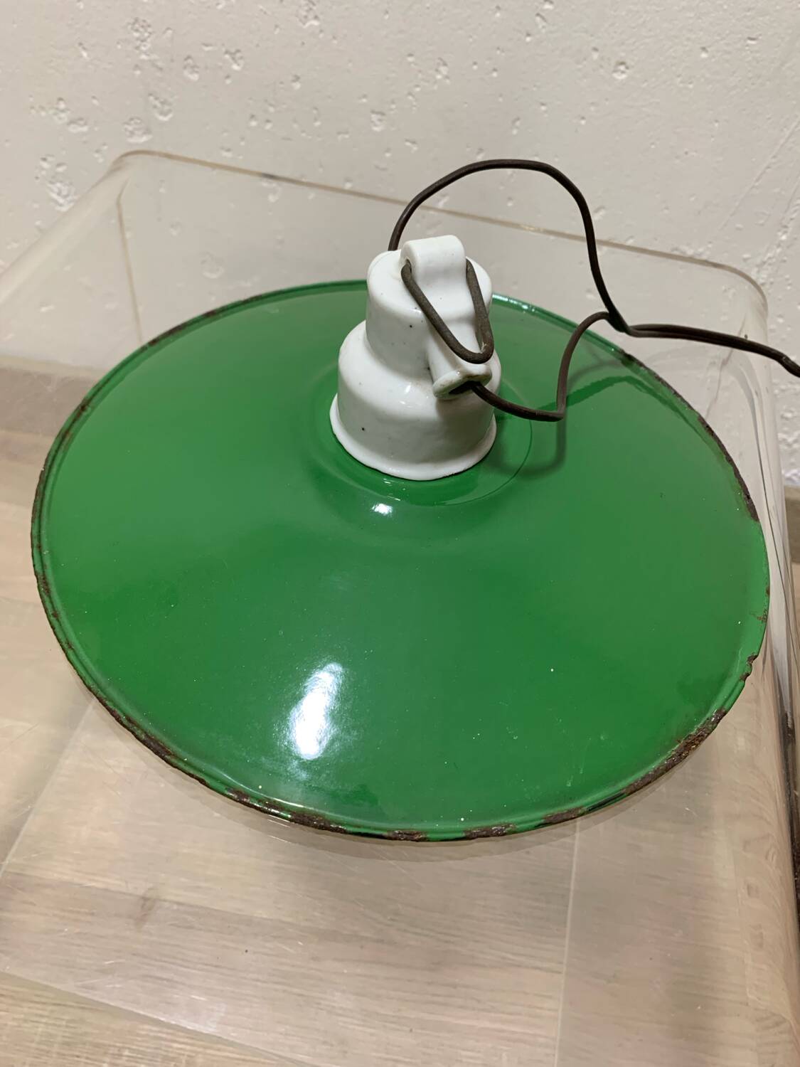 Farmhouse enameled pendant light