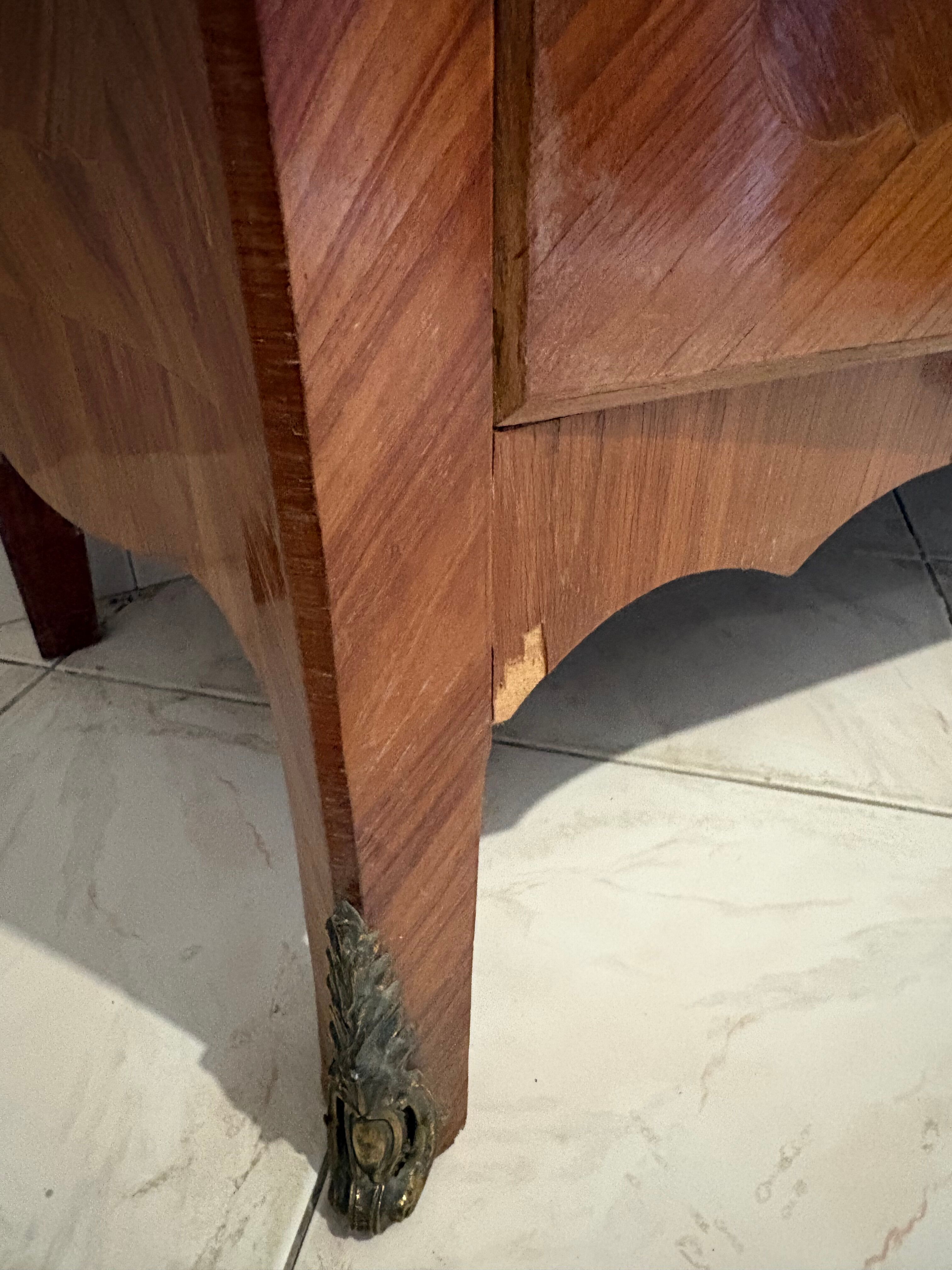Louis XV style support table/pant drawer in marquetry