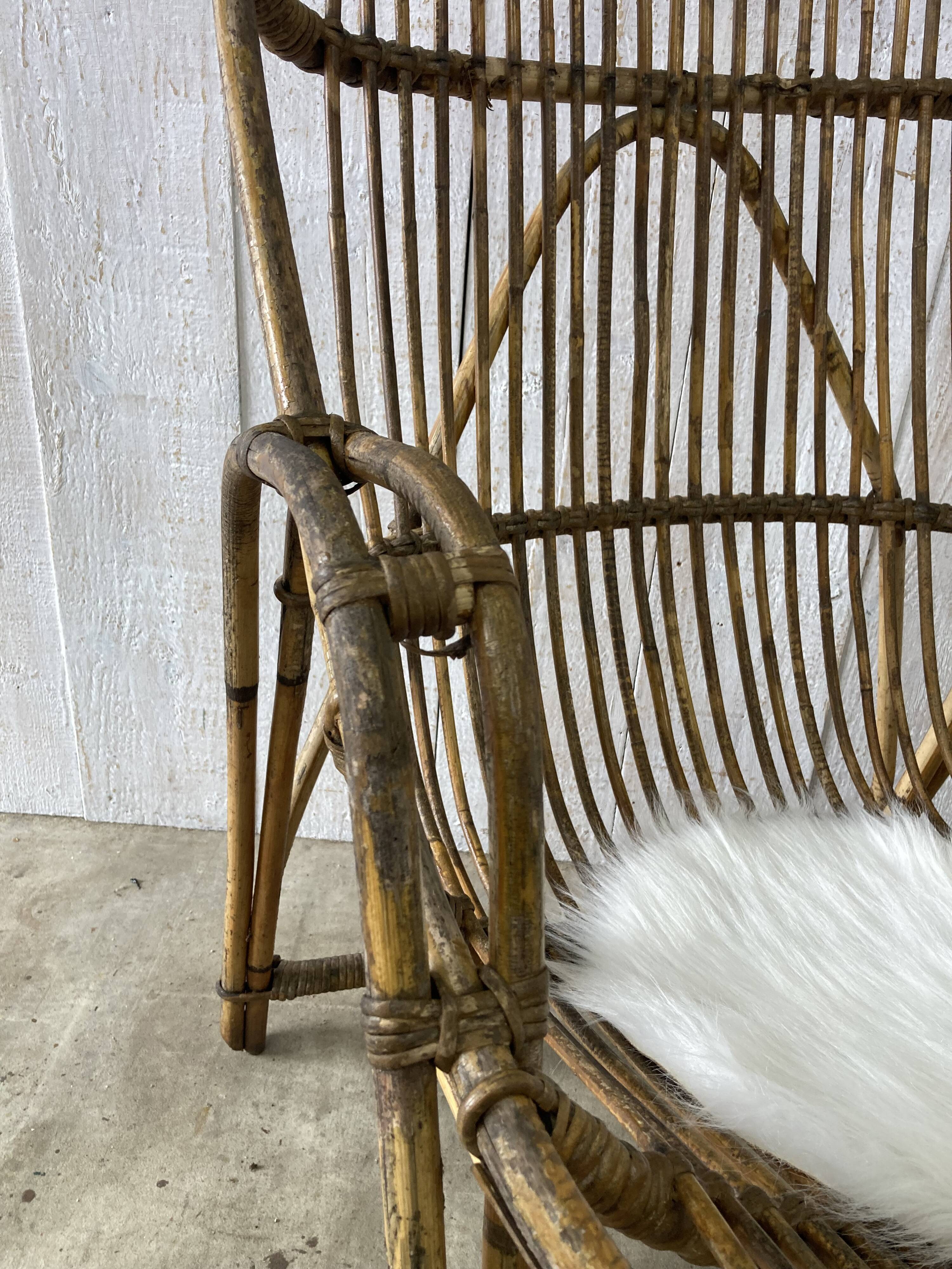 Pair of vintage rattan armchairs