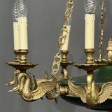Empire style chandelier with bronze swans. Gilded bronze.