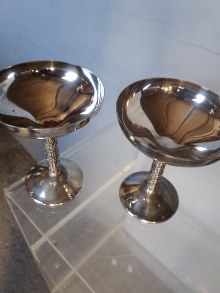 Lot 4 silver metal champagne glasses 1950/60
