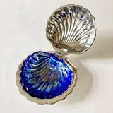 Silver metal shell butter dish, 1950s