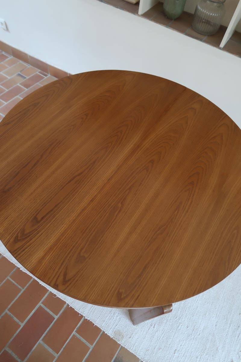 80s round extendable oak dining table