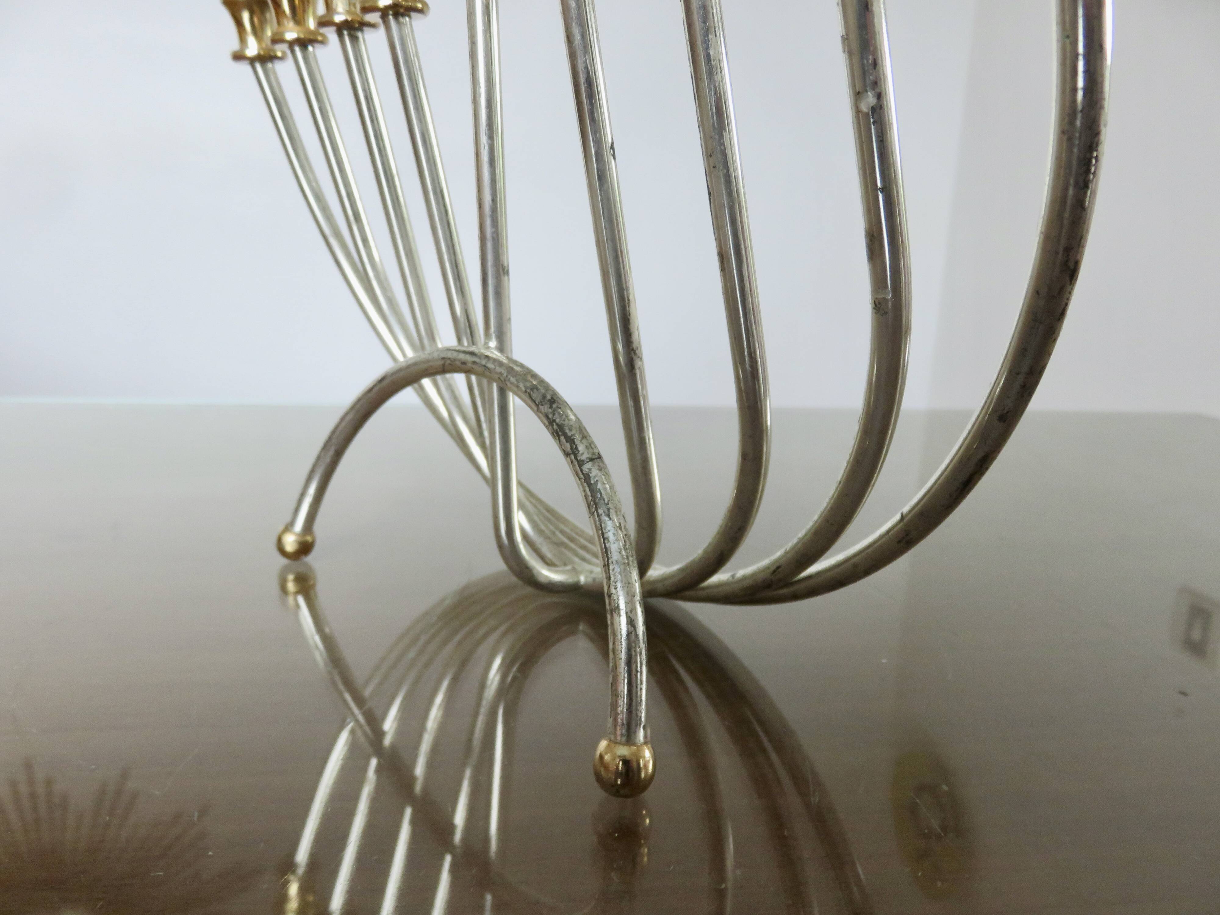 9-candle candle holder, designer, in gold and silver metal, 1970s