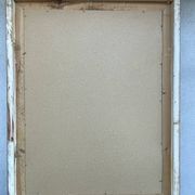 vintage bevelled mirror in rectangular shape, stucco and gilded wood in Louis XV baroque style