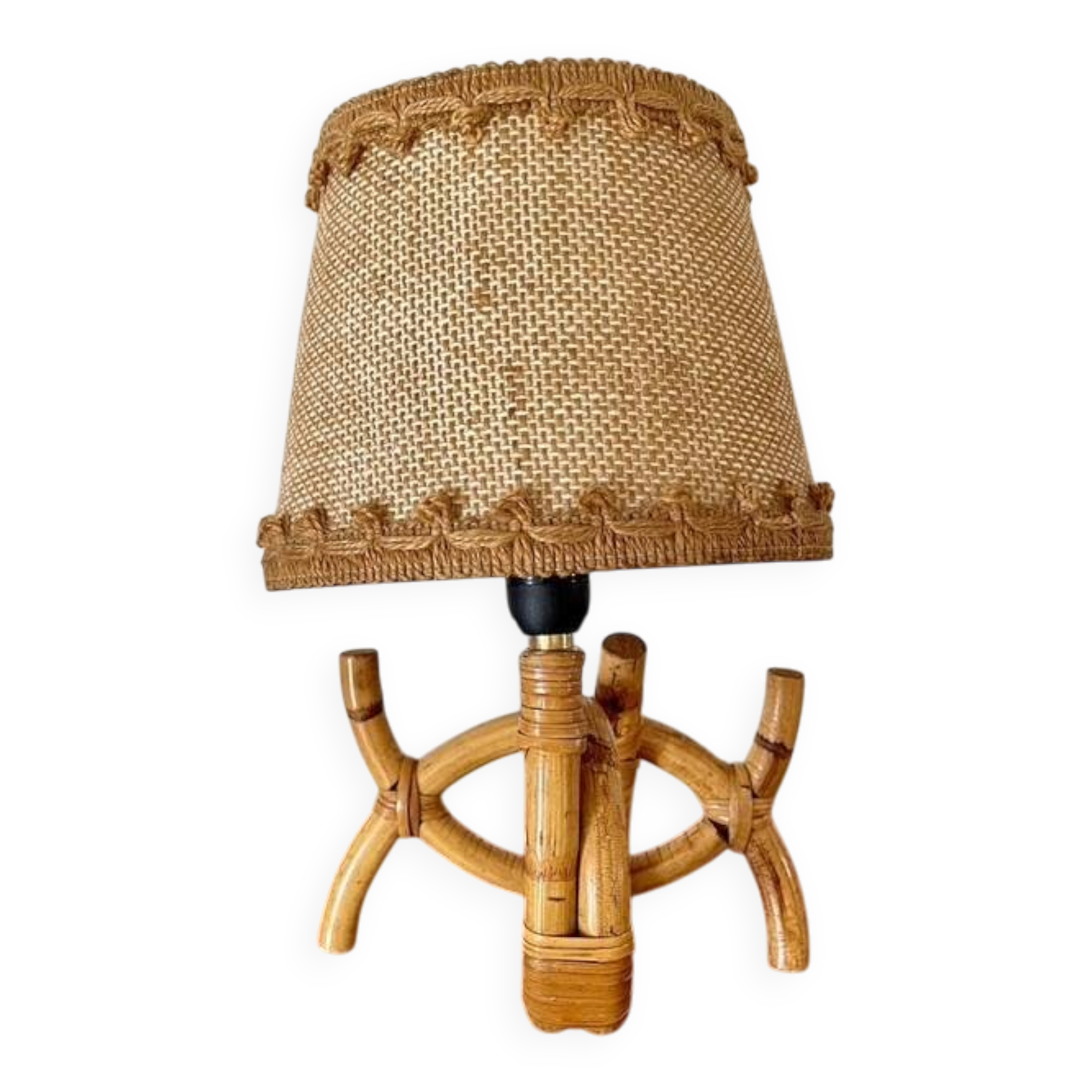 Rattan wall light by Louis Sognot 1960