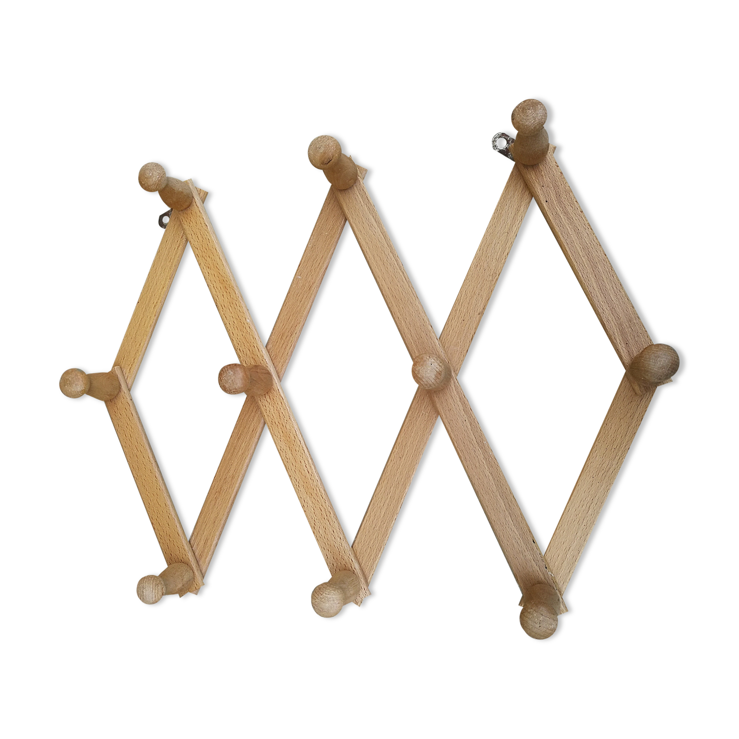 Vintage wooden wall coat rack