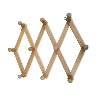 Vintage wooden wall coat rack