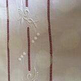 Drap lin ancien brodé main avec monogramme t d 226 cm x 324 cm