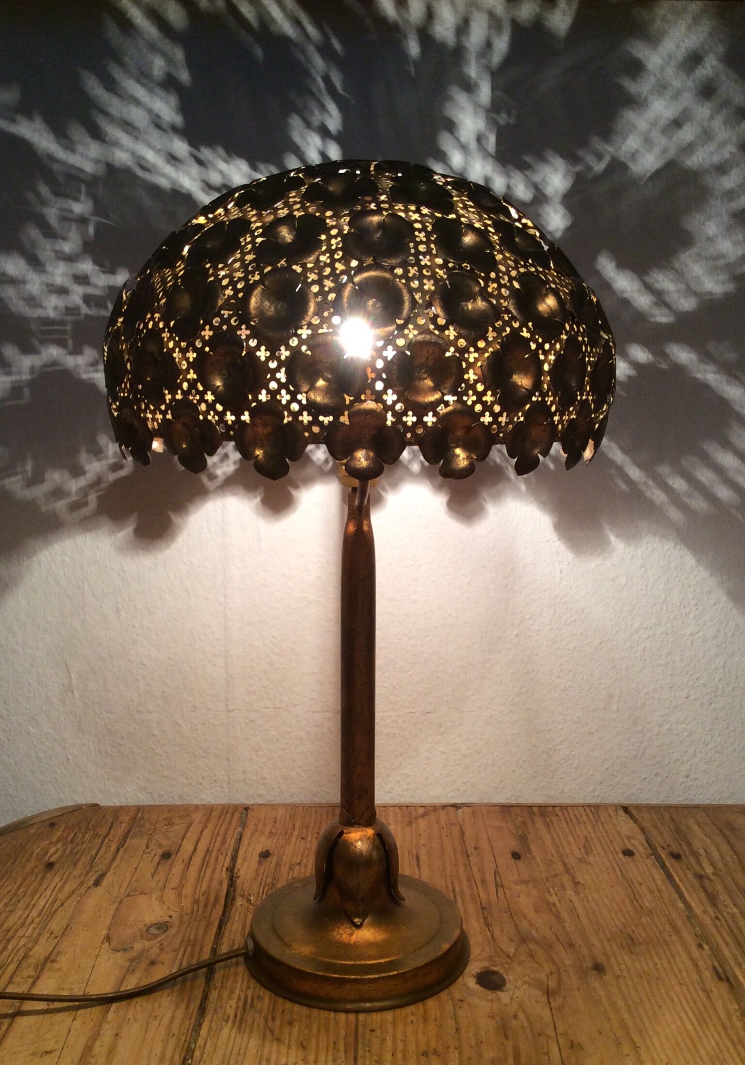 Golden metal lamp, 60s