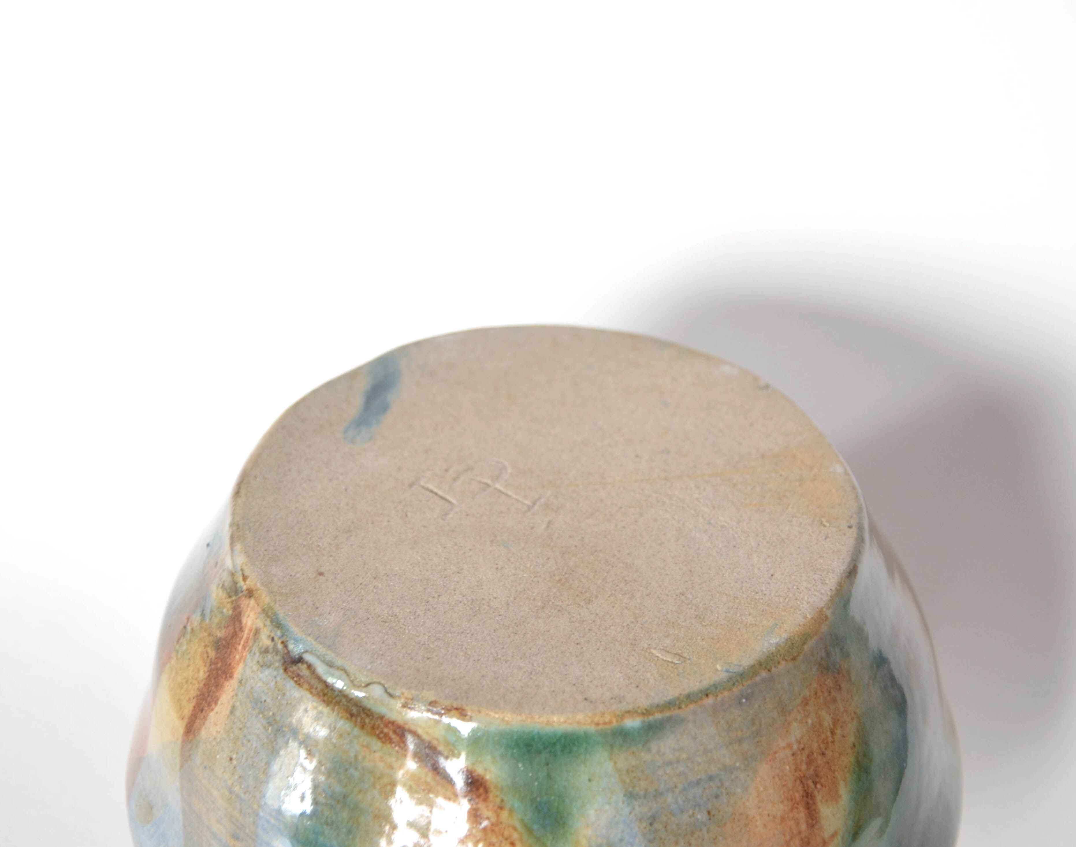 Handcrafted stoneware vase signed