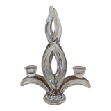 Double crystal candle holder from vannes le chatel 60s