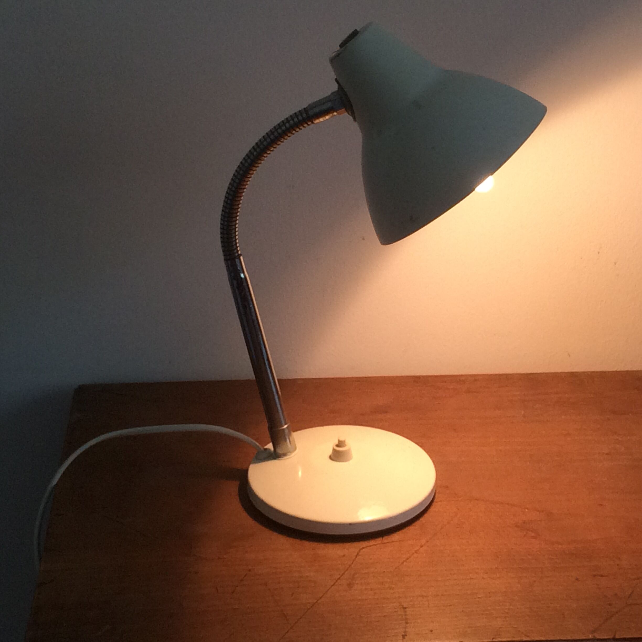 Vintage white metal desk lamp 1950