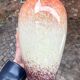 Large vase in marmoreen glass lorraine rosé/ecru/bordeaux-retro-vintage-deco