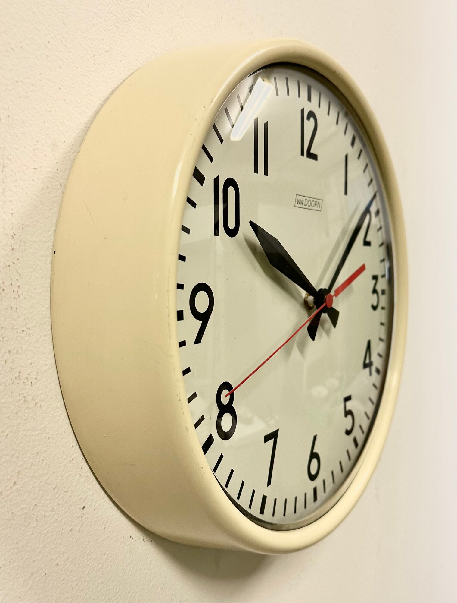 Vintage Beige School Wall Clock from Van Doorn, 1960s
