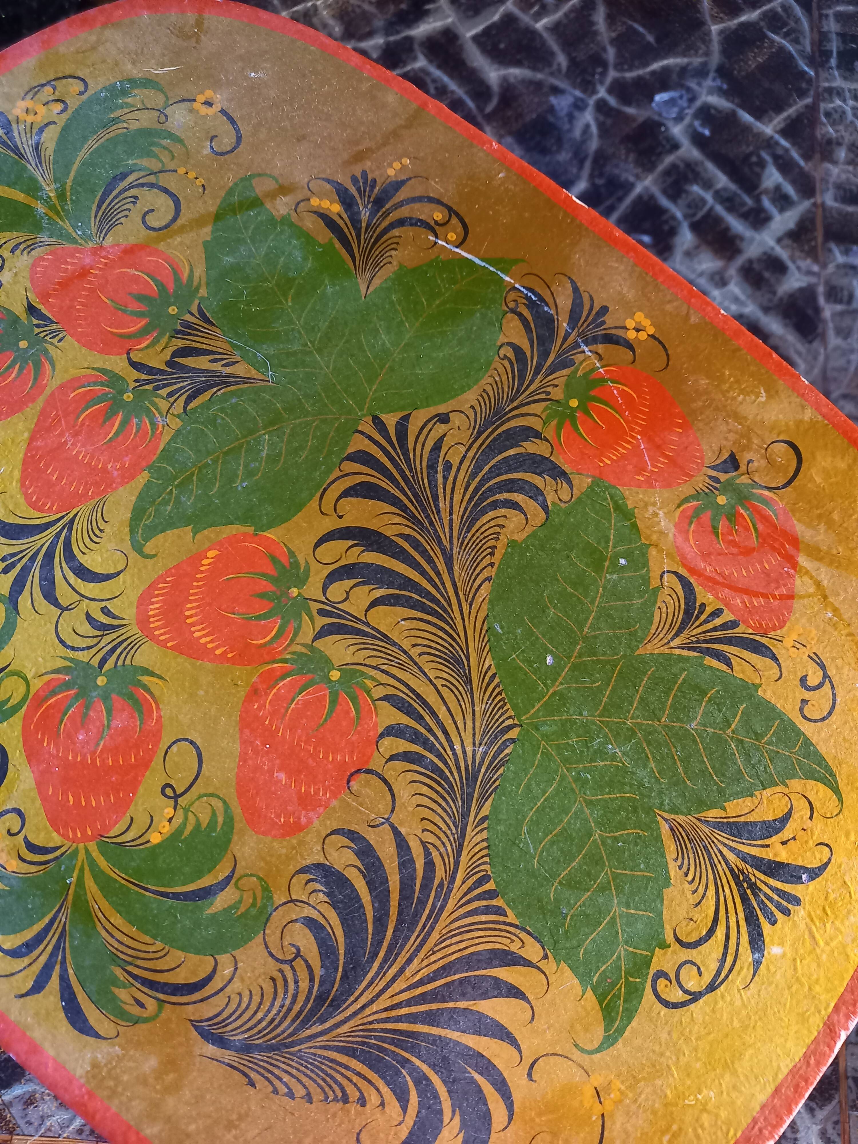 Old gilded wooden stool decorated vintage Russian craftsmanship