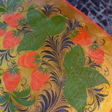 Old gilded wooden stool decorated vintage Russian craftsmanship