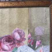 Still life with roses, old watercolour.