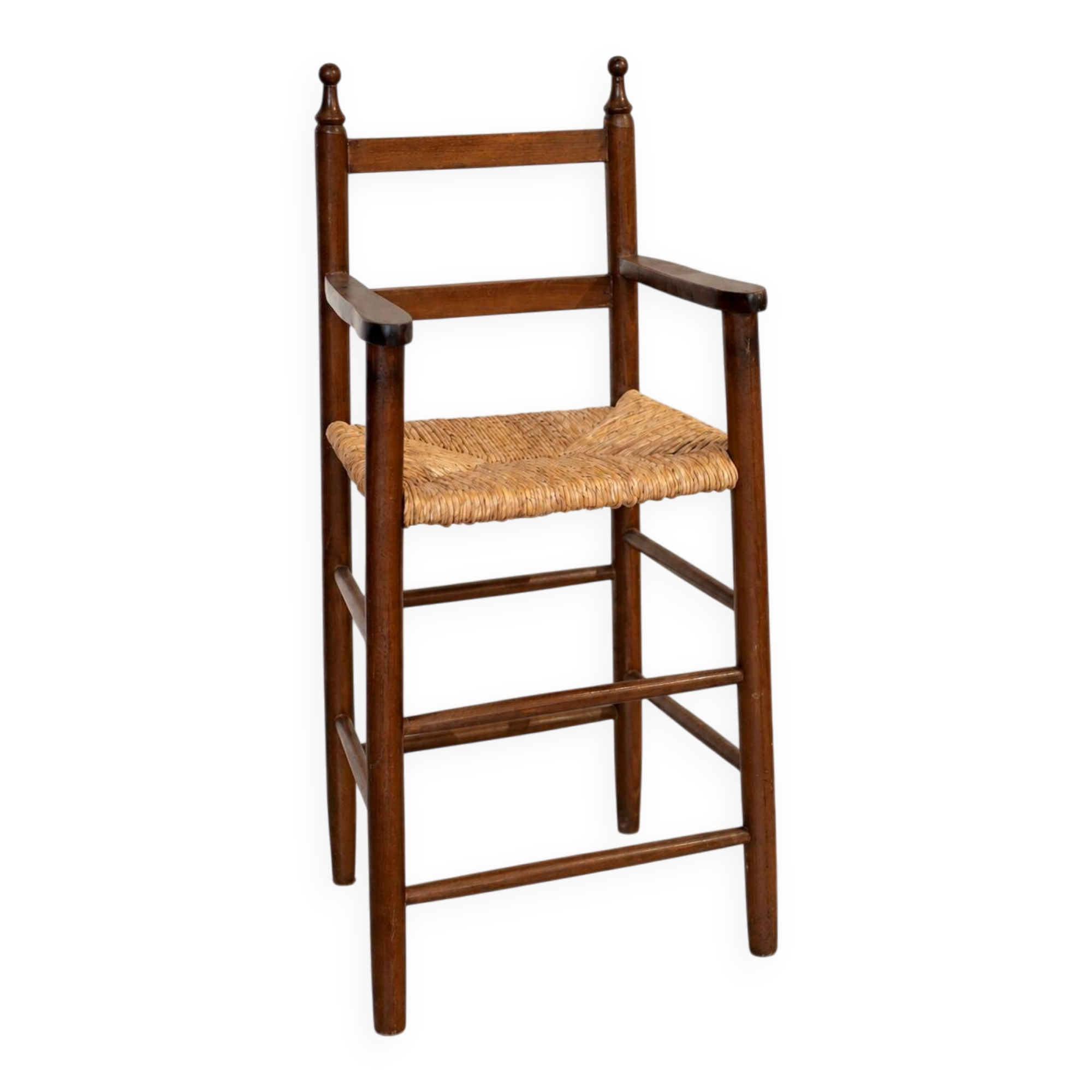 High chair made of straw and wood