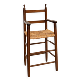 Chaise haute en paille et bois