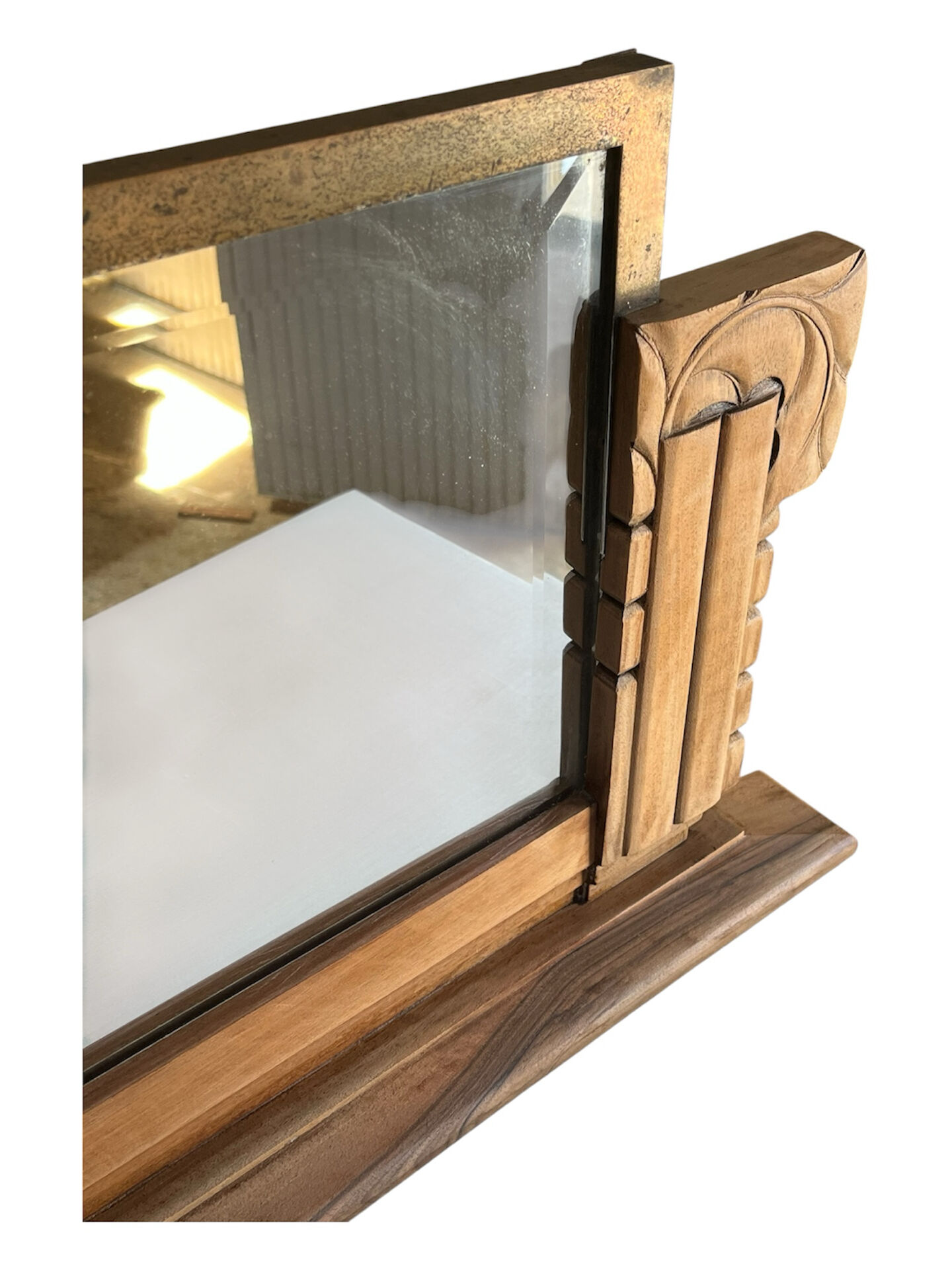 Miroir art déco à poser, bois et métal