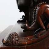 Rare grande armoire néogothique en chêne sculpté à la main du début du XIXe siècle