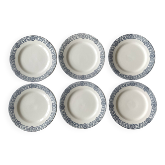 6 large old earthenware dessert plates from Salins-lès-Bains (Jura)